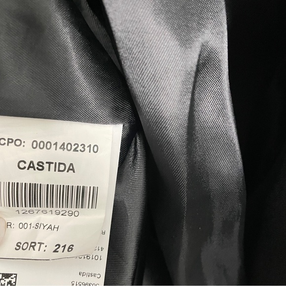 Boss Womens Wool Coat Black Studded Size 10 - Picture 7 of 9